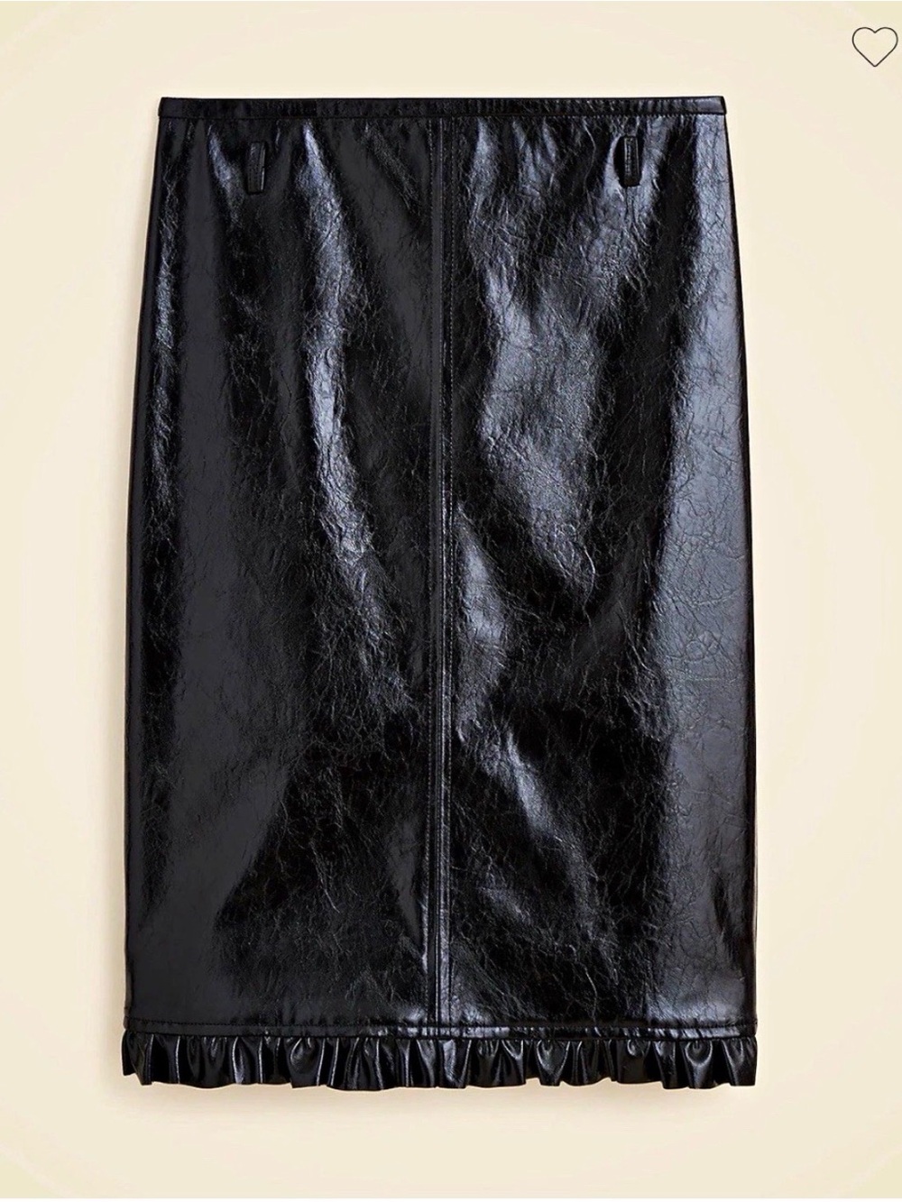NWT J.Crew Black Faux Leather Pencil Skirt with Ruffle Trim